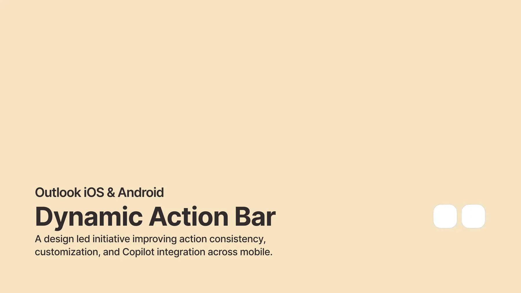 Dynamic Action Bar hero · Outlook mobile UI showing the persistent action bar with Copilot entry point