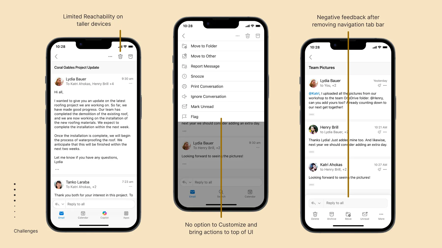DAB interaction slide · key interaction patterns for reachability, customization, and Copilot entry